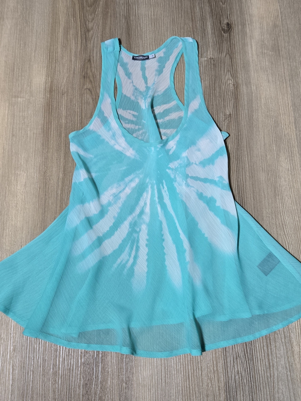 EARTHBOUND Aqua & White Tie-Dye Racerback Tank